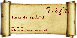 Tury Árpád névjegykártya